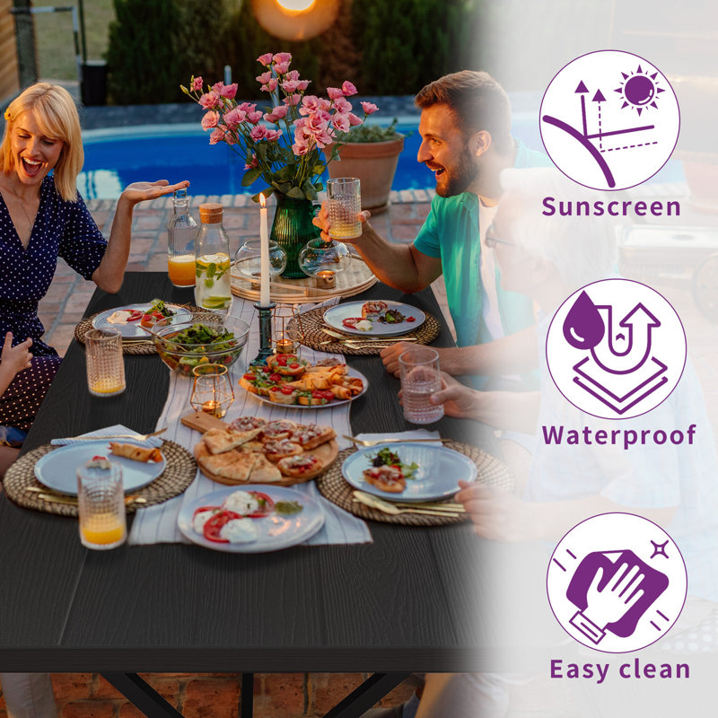 Outdoor Table And Bench Set 67 In. Brown 6Person Circular Wood Picnic